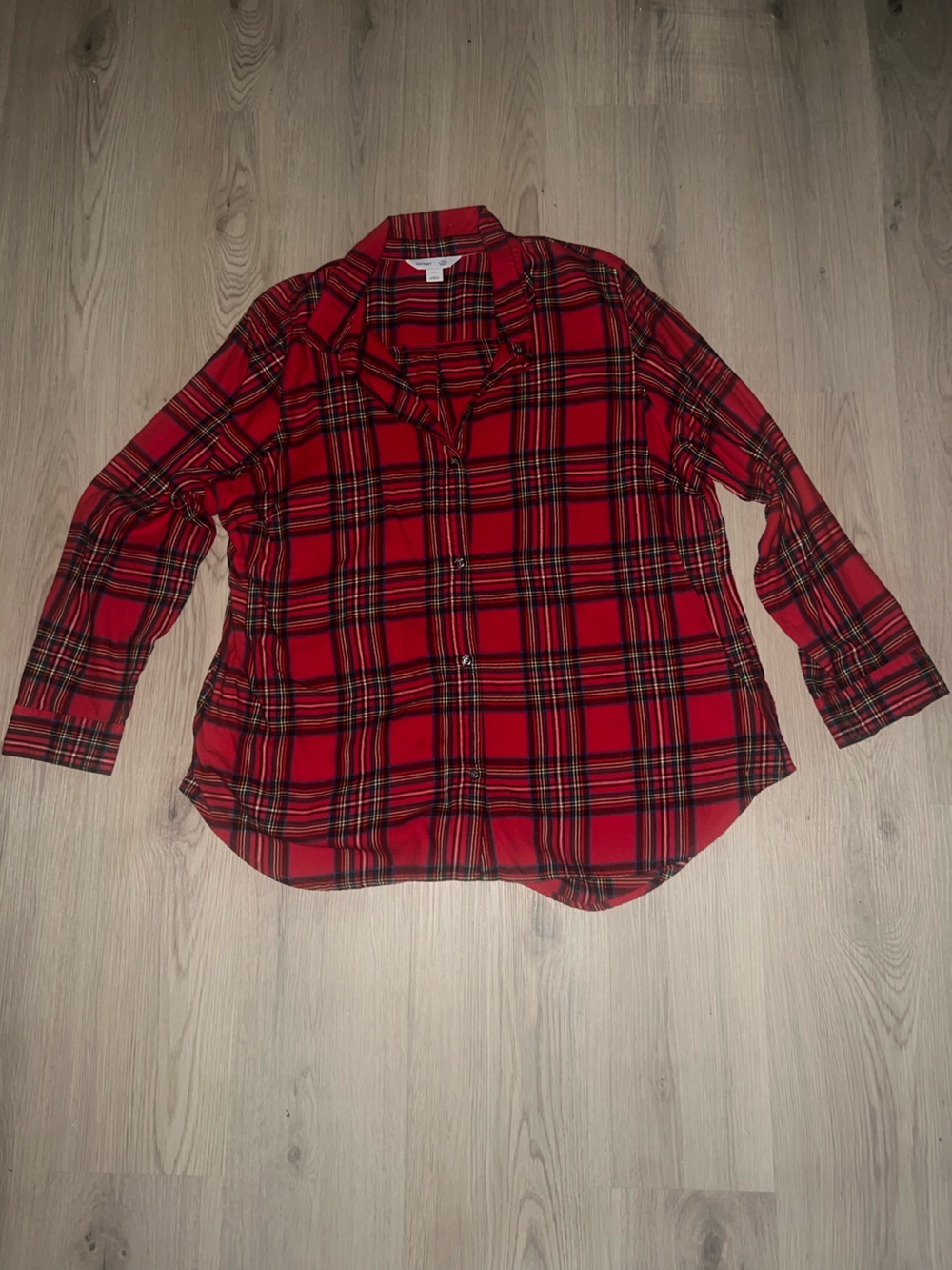 Old Navy Red Plaid Button Down Shirt XXL • 100% Cotton Flannel Top
